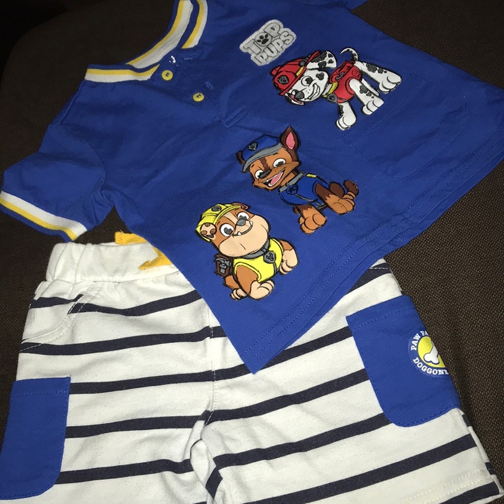 Paw Patrol matching shirt and shorts set